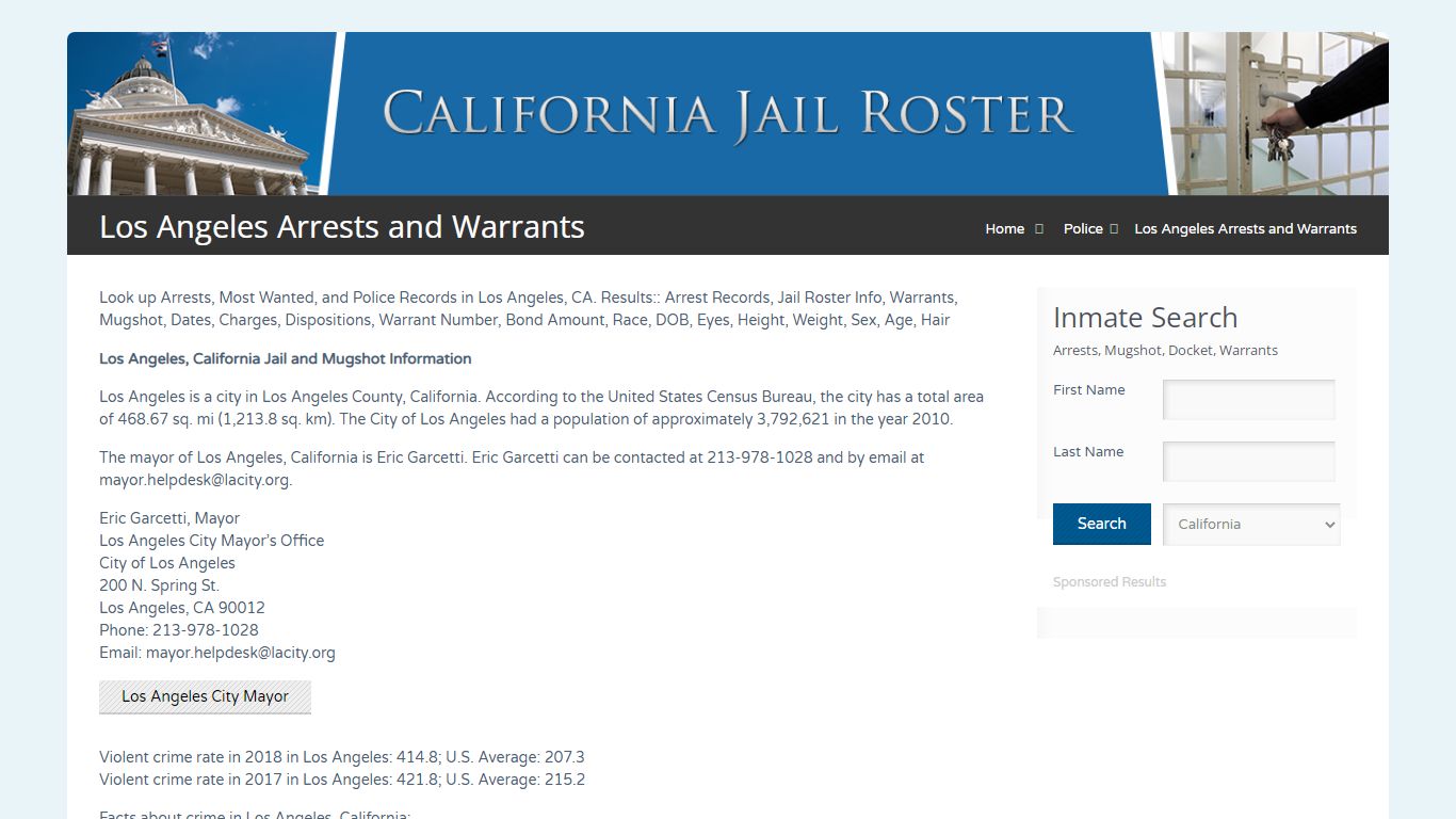 Los Angeles Arrests and Warrants | Jail Roster Search